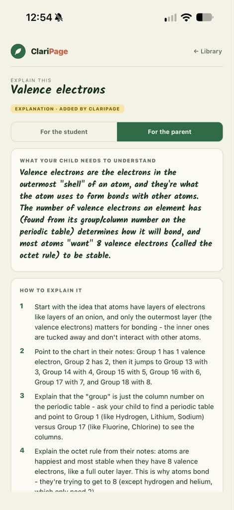 The parent view of the same explanation: what the child needs to understand and step-by-step guidance on how to explain it.